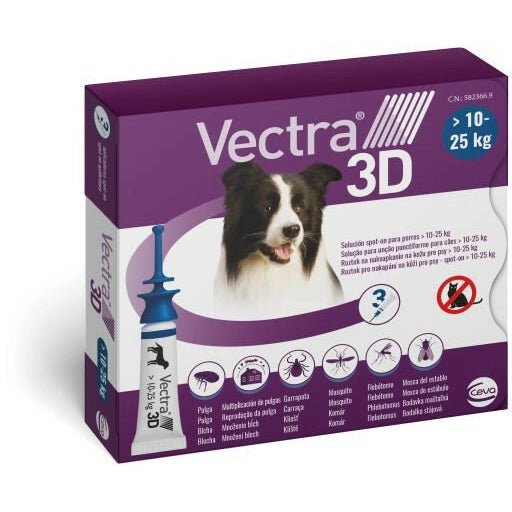 Ceva - Vectra 3D Antiparassitario Spot On Per Cani 10 - 25Kg 3 Pipette - Animalmania Store
