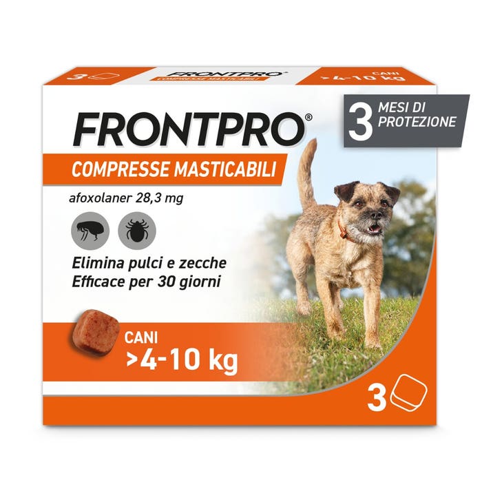 Frontpro - Frontpro Contro Pulci E Zecche 3 Compresse Masticabili Per Cani 4-10 Kg 28,3 Mg - Animalmania Store