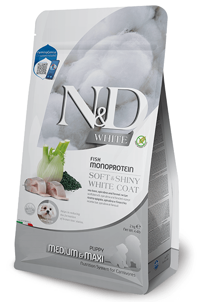 Farmina - Farmina N&D cane White Spigola Spirulina E Finocchio Puppy Medium/Maxi 2kg - Animalmania Store