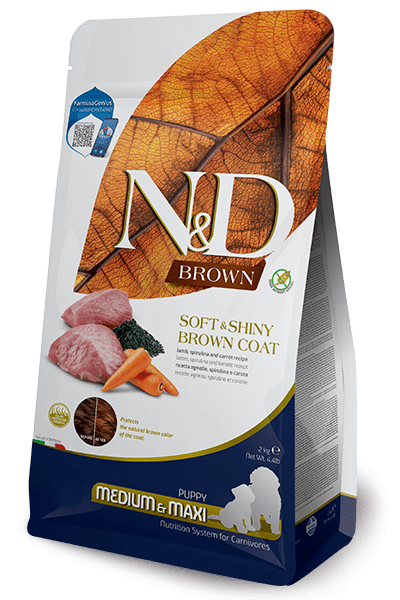 Farmina - Farmina N&D cane Brown Agnello Spirulina E Carote Puppy Medium/Maxi 2kg - Animalmania Store