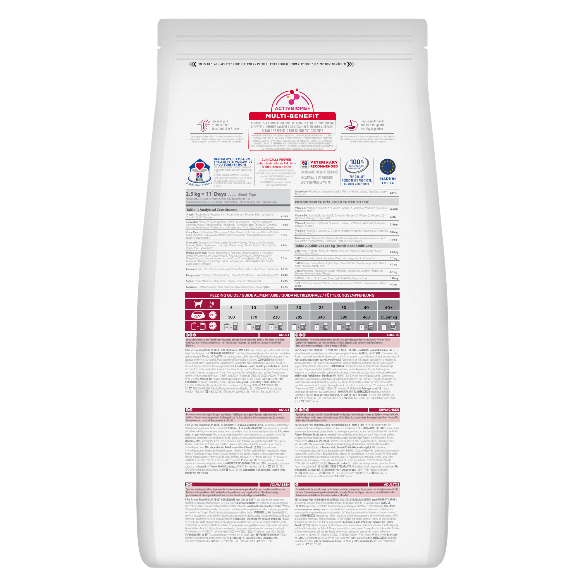 HILL'S SCIENCE PLAN Adult Medium Alimento secco per cani all'agnello e riso - 14kg