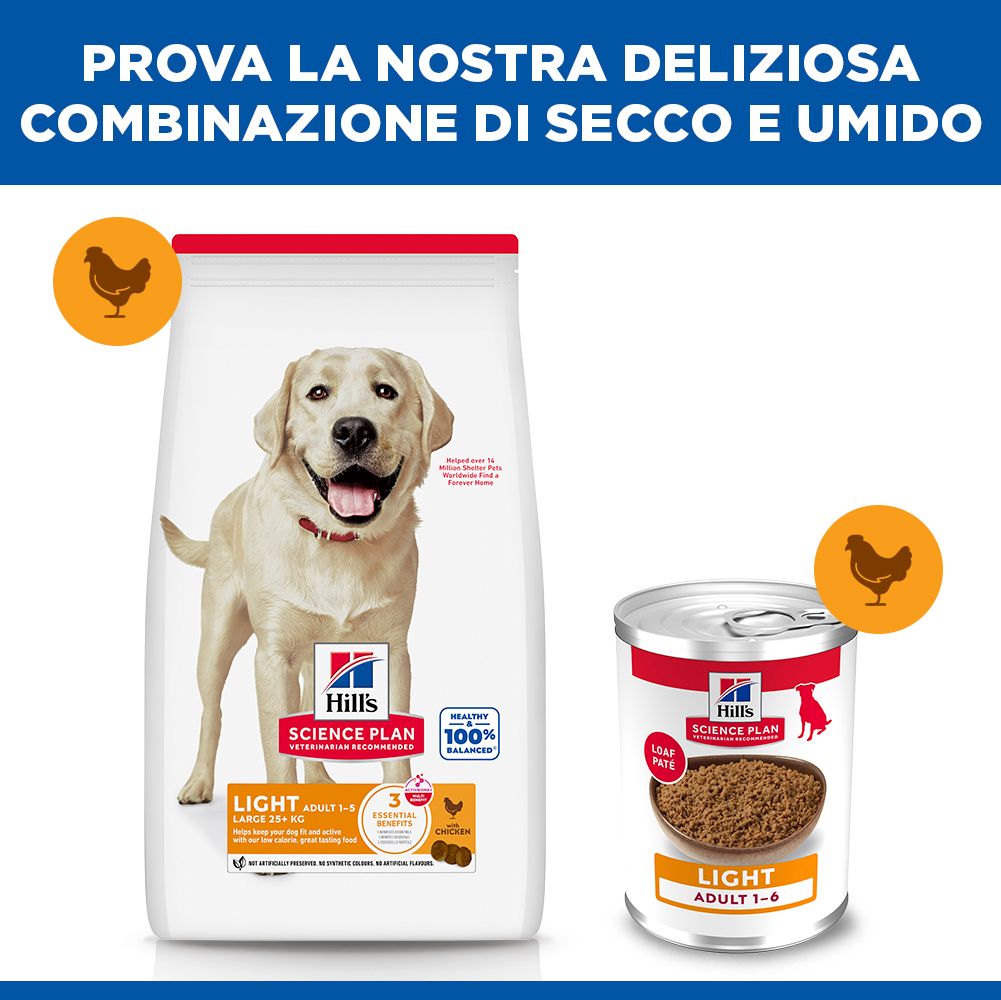 HILL'S SCIENCE PLAN Adult Light Large Breed Alimento secco per cani al pollo - 14kg
