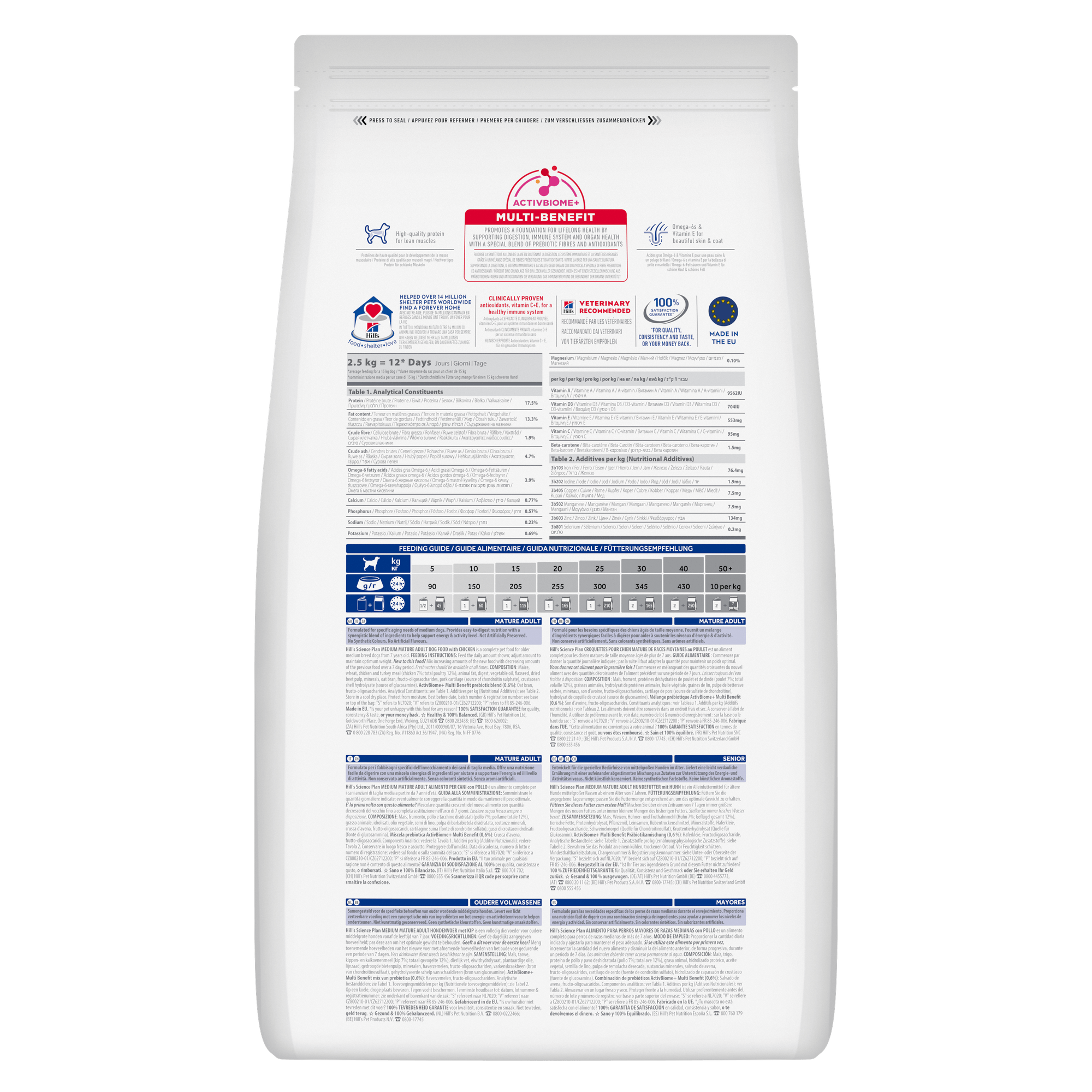 HILL'S SCIENCE PLAN Mature Adult Medium Alimento secco per cani al pollo - 14kg