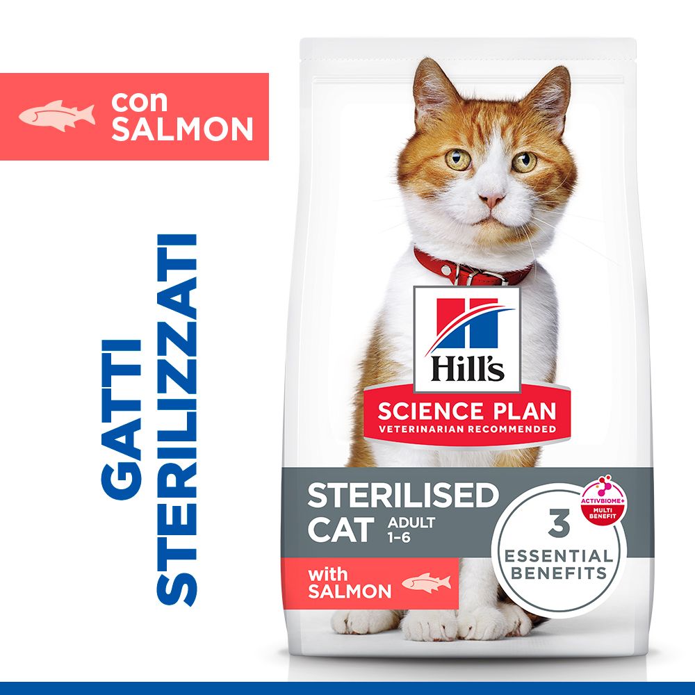 Hill's Science Plan Sterilised Cat Adult Alimento per gatti secco con salmone 10 kg Crocchette
