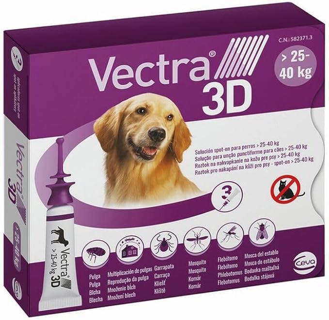 Ceva - Vectra 3D Antiparassitario Spot On Per Cani 25 - 40Kg 3 Pipette - Animalmania Store