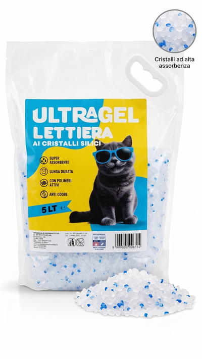 Ultragel lettiera per gatti al gel di silicio, sacco da 5 litri