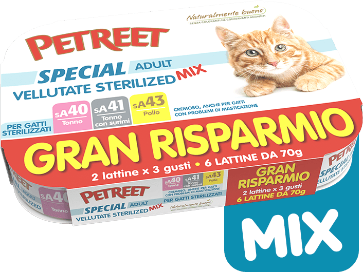 Petreet Natura - Petreet Vellutata Mix Multipack 70Gx6 Cibo Umido Per Gatti - Animalmania Store
