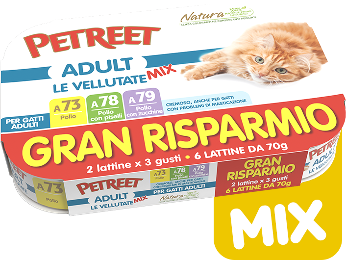 Petreet Vellutata Mix Multipack 70Gx6 Cibo Umido Per Gatti