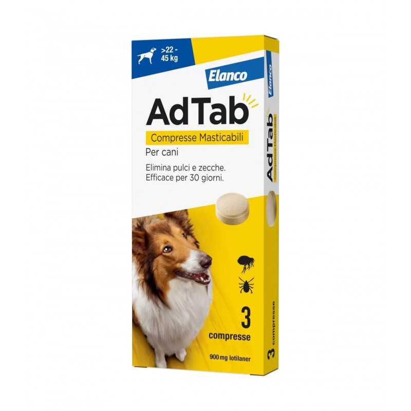 ELANCO - Elanco Adtab Antiparassitario Per Cani Da 22 Kg A 45 Kg Compresse Masticabili 3X900 Mg - Animalmania Store