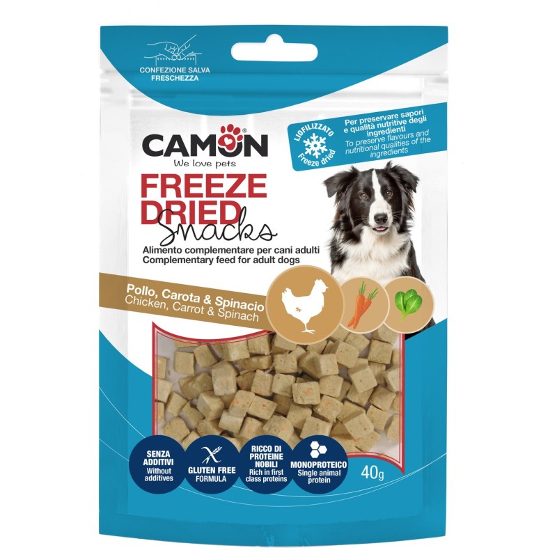 Camon Dadini di pollo liofilizzati con carote e spinaci 40g
