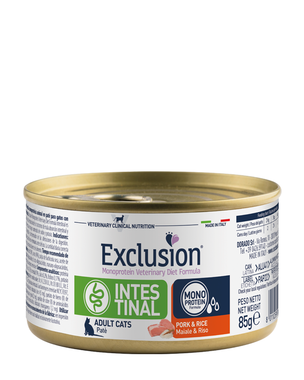 Exclusion Diet Formula Gatto Intestinal Pork & Rice Conf. 85 Gr