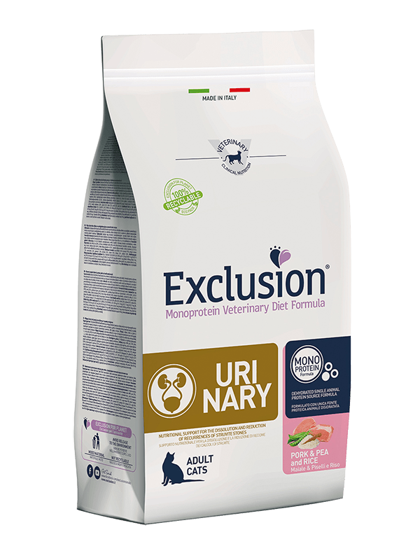 Exclusion - Exclusion Monoprotein Diet Formula Gatto Urinary Pork & Pea And Rice Conf. 1.5 Kg - Animalmania Store