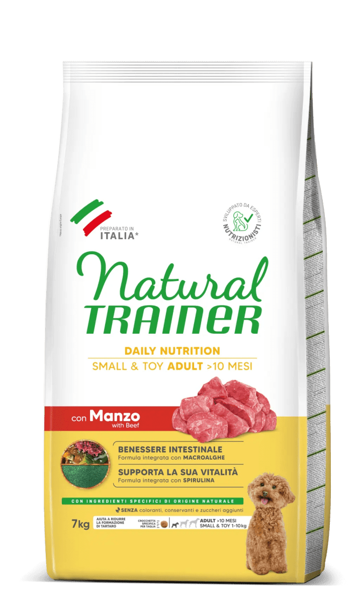 Natural Trainer - Natural Trainer - Daily 7Kg Small & Toy Adult Con Manzo Riso/Gins - Animalmania Store