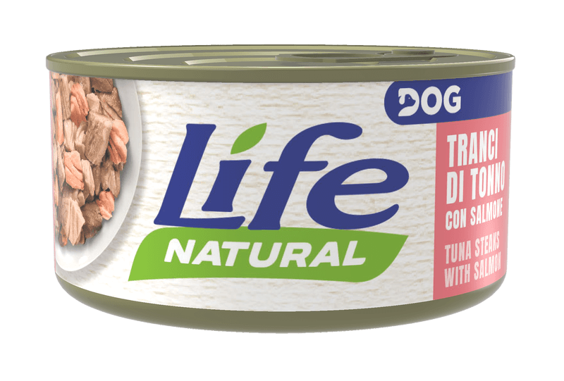 Life Dog umido per cani lattina 90 g gusto Tranci di Tonno con Salmone