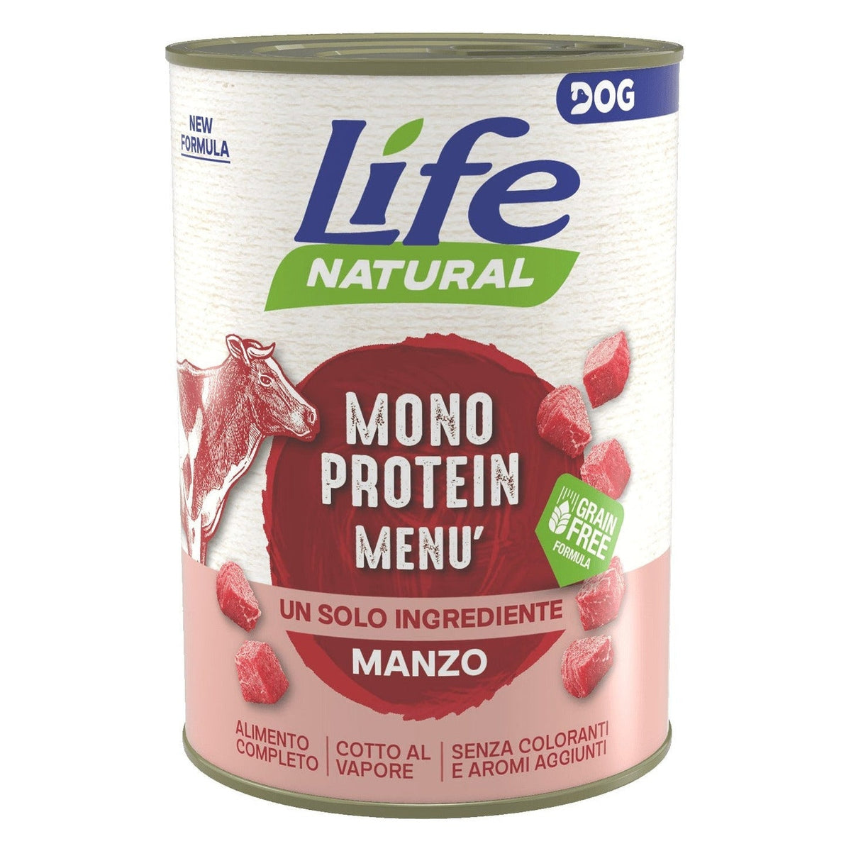 Life Natural Monoprotein Menù Cane 400 g - Umido in Lattina - Manzo