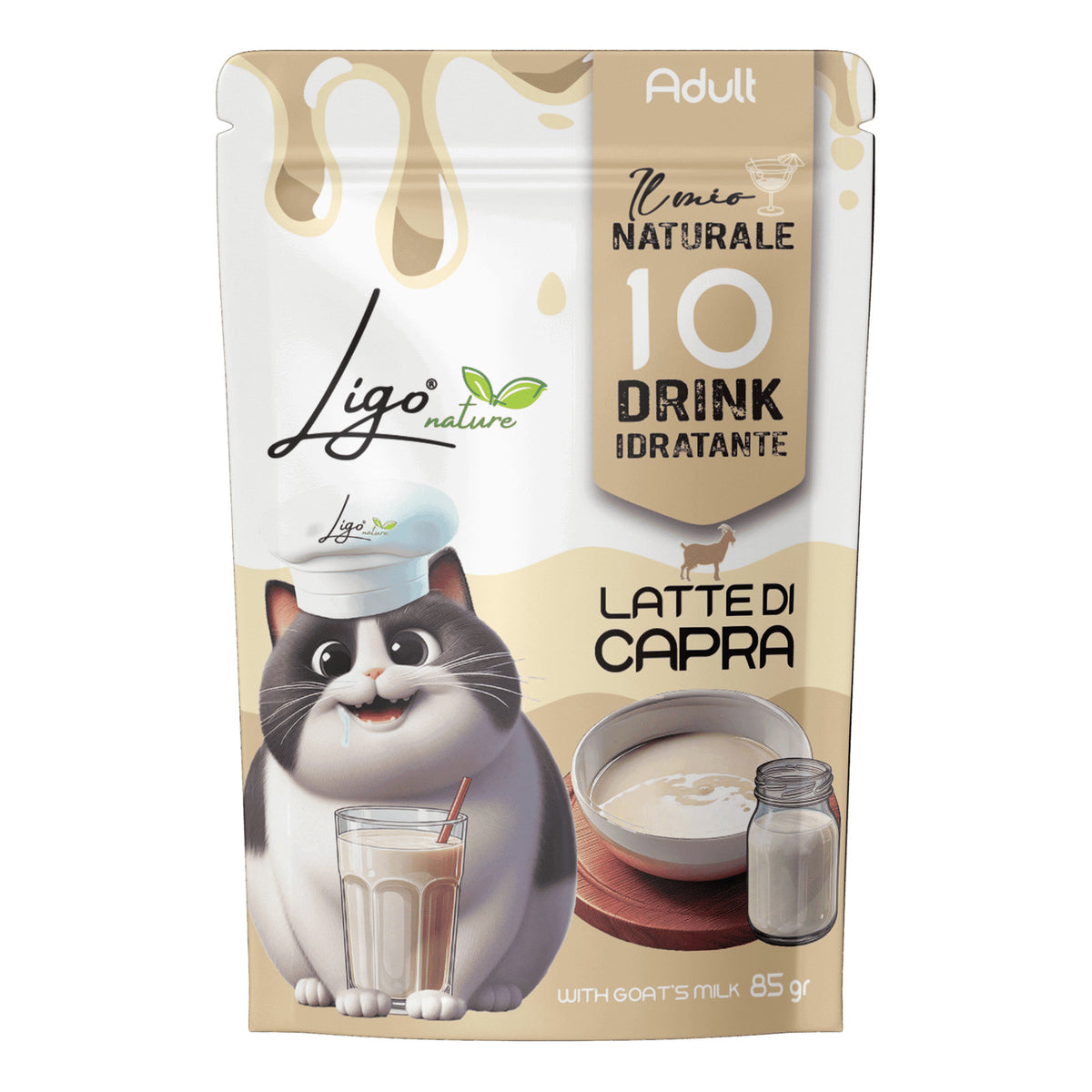 Ligo Nature Drink Idratante Soup Gatto Busta 85 g, Latte di capra