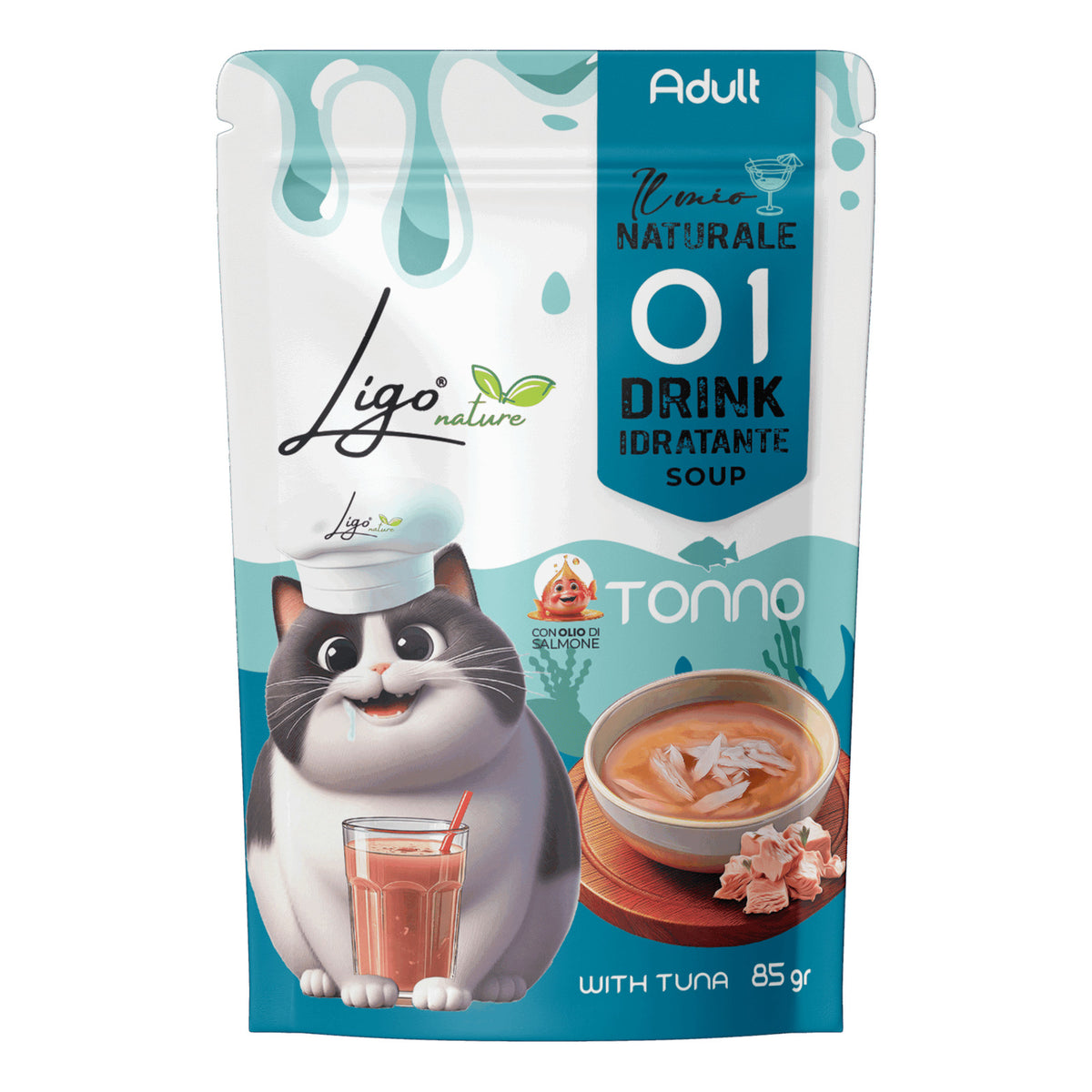 Ligo Nature Drink Idratante Soup Gatto Busta 85 g, Tonno