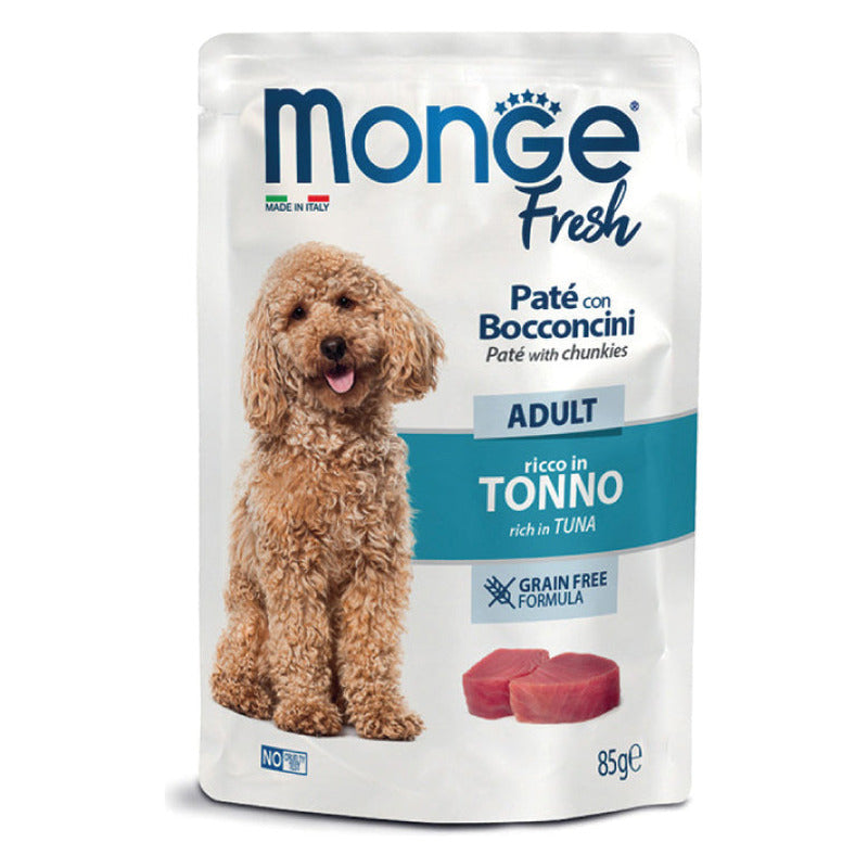 Monge Fresh Paté con Bocconcini Cane 85 g - Umido in Busta - Adult Tonno