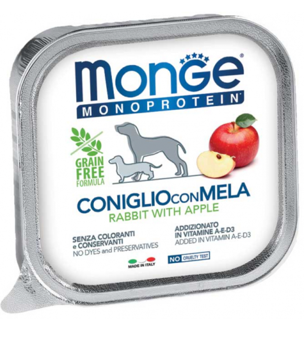 Monge Monoprotein Coniglio con Mela 150g — patè per cani