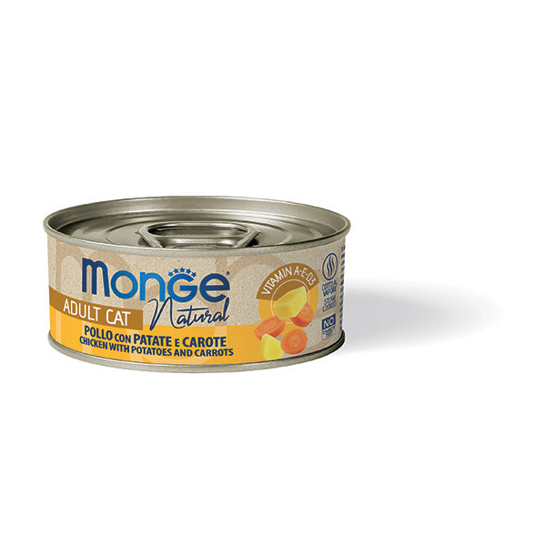 Monge Natural Gatto Umido 80 g in Lattina Pollo Con Patate E Carote