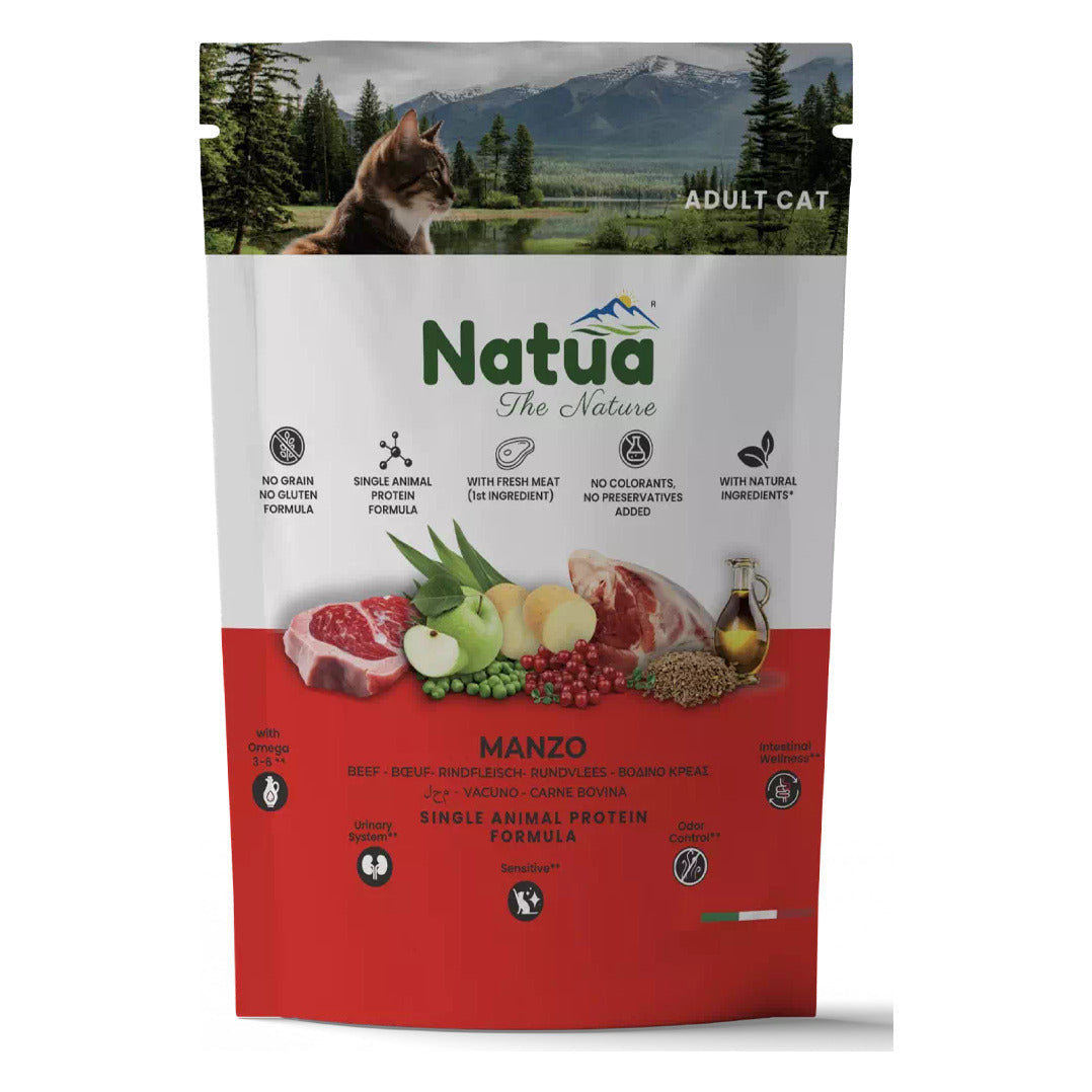 Natua Dry Line Gatto - Crocchette Monoproteiche Senza Cereali - Adult Manzo / 0.350kg