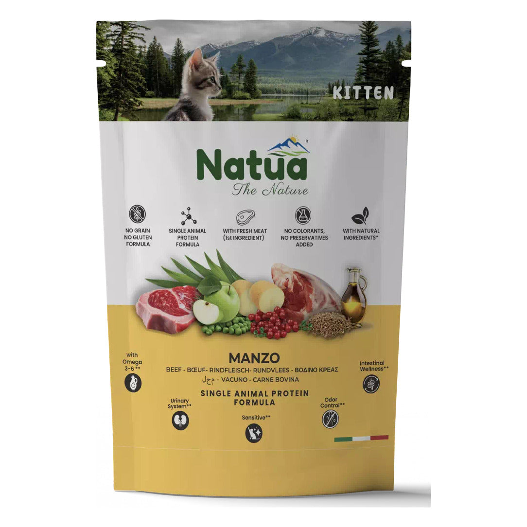 Natua Dry Line Gatto - Crocchette Monoproteiche Senza Cereali - Kitten Manzo / 0.350kg