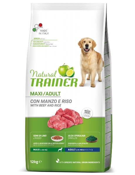 Natural Trainer Maxi Adult Manzo e Riso 12 kg