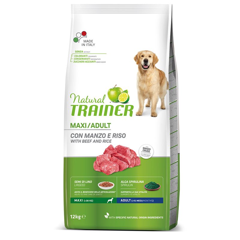 Natural Trainer Maxi Adult Manzo e Riso 12 kg