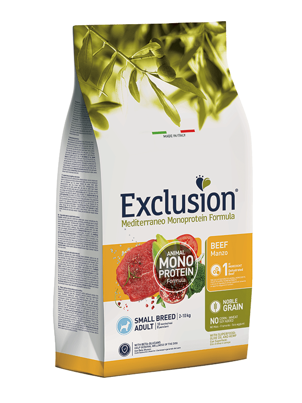 Exclusion - Exclusion Mediterraneo Monoprotein Noble Grain Cane Adult Beef Small Conf. 7 Kg - Animalmania Store