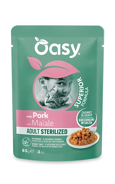 Oasy Cat Adult Busta Sterilized Bocconcini In Salsa 85G Maiale