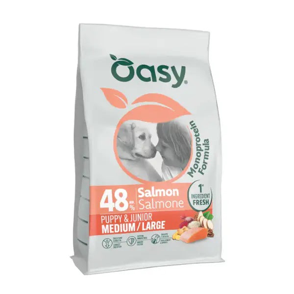 Oasy Cane Monoproteico Puppy Medium/Large Salmone 10 kg