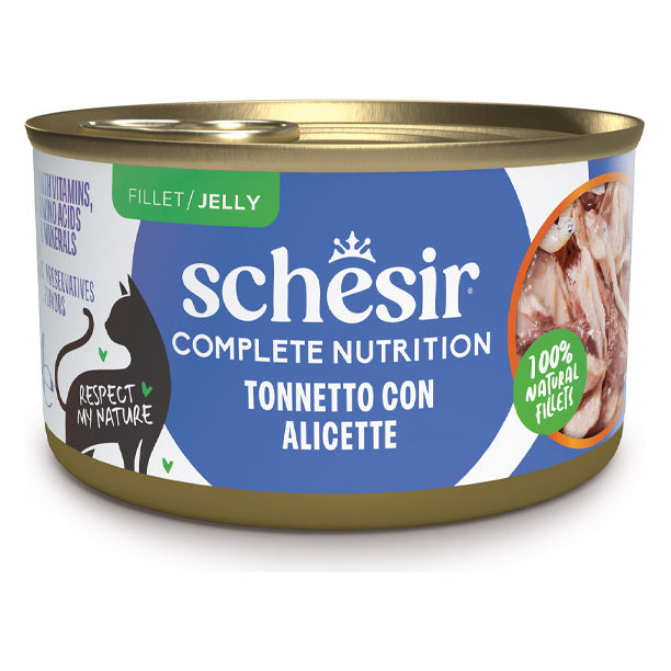 Schesir Gatto Latt. 85G Filetti In Gelatina Schesir Tonnetto con Alicette