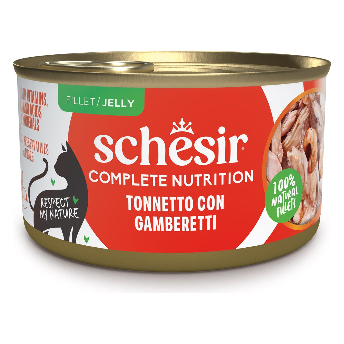 Schesir Gatto Latt. 85G Filetti In Gelatina Schesir Tonnetto con Gamberetti