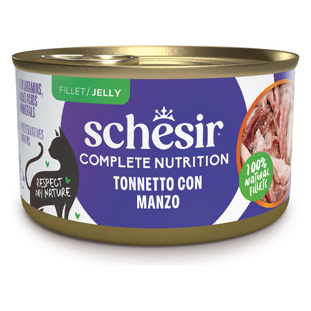 Schesir Gatto Latt. 85G Filetti In Gelatina Schesir Tonnetto con Manzo