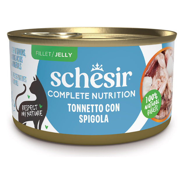 Schesir Gatto Latt. 85G Filetti In Gelatina Schesir Tonnetto con Spigola