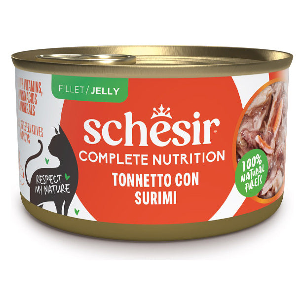 Schesir Gatto Latt. 85G Filetti In Gelatina Schesir Tonnetto con Surimi