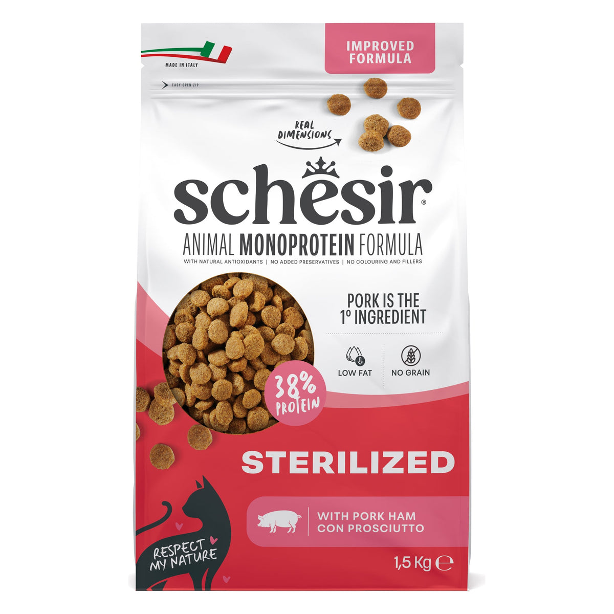 Schesir Gatto Animal Monoprotein Formula 1,5 kg Sterilized Prosciutto