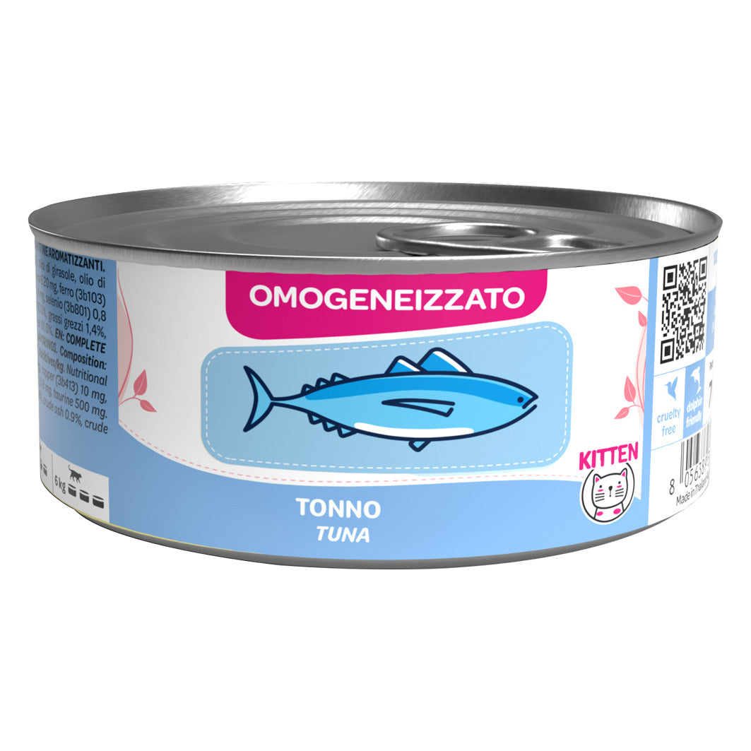 WeNature Omogeneizzato Kitten 70 g - Umido per Gattini in Lattina - Kitten Tonno (secondo lato della lattina)
