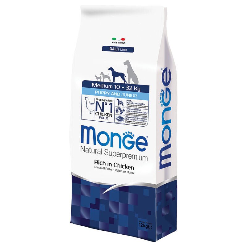 Monge - Monge Natural Superpremium Cane Puppy E Junior Medium Pollo 12 Kg - Animalmania Store