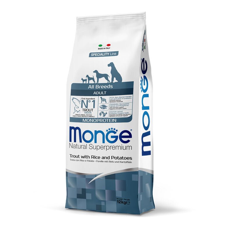 Monge - Monge Natural Superpremium Monoprotein Cane Adult Trota, Riso & Patate - Animalmania Store