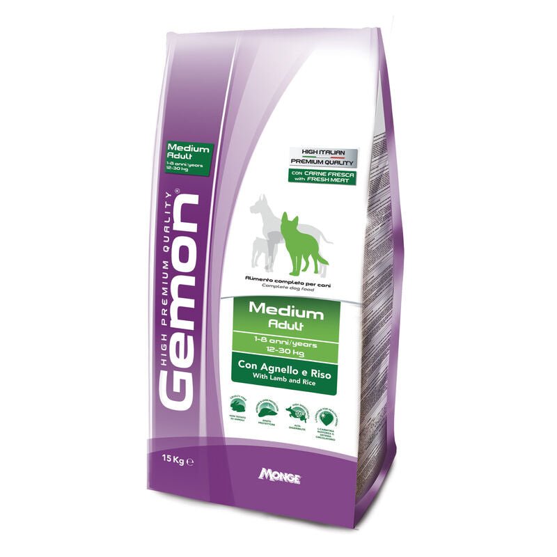 Monge - Gemon Cane Medium Adult Con Agnello E Riso - Animalmania Store