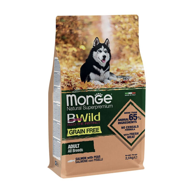 Monge - Monge Natural Superpremium Bwild Grain Free Cane Adult Salmone Con Piselli - Animalmania Store