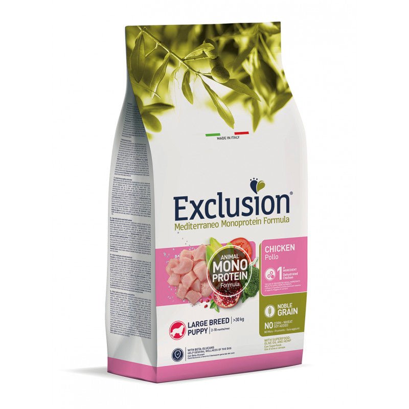 Exclusion - Exclusion Mediterraneo Cibo Per Cani Cuccioli Taglia Grande Gusto Pollo 12Kg - Animalmania Store