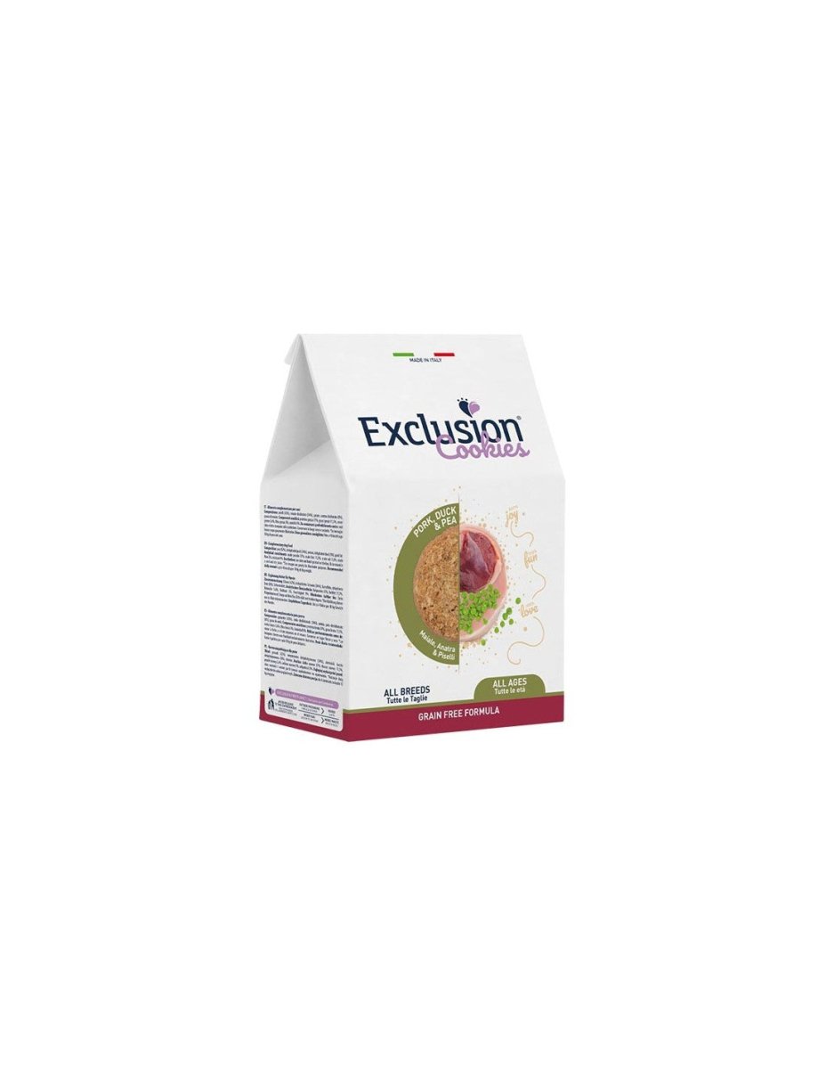 Exclusion - Exclusion Mediterraneo snack per cani adulti gusto maiale, anatra e piselli 300gr - Animalmania Store