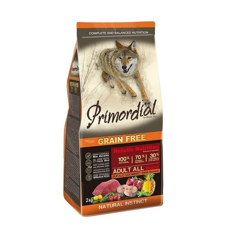 Primordial Grain Free Cibo Per Cani Gusto Bufalo E Sgombro 2Kg