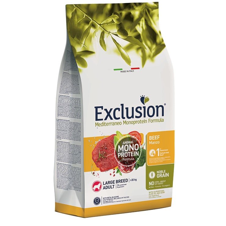 Exclusion - Exclusion Mediterraneo Cibo Per Cani Adulti Taglia Grande Gusto Manzo 12Kg - Animalmania Store