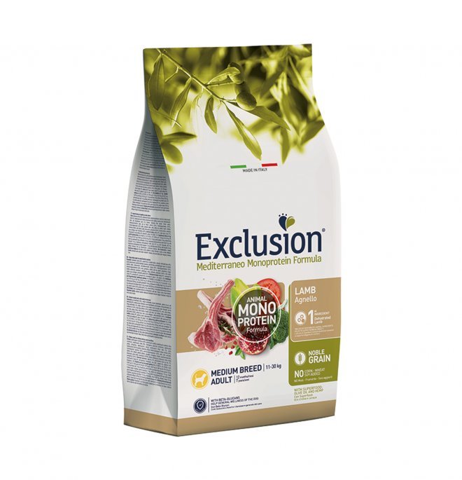 Exclusion - Exclusion Mediterraneo Cibo Per Cani Adulti Taglia Media Gusto Agnello 12Kg - Animalmania Store