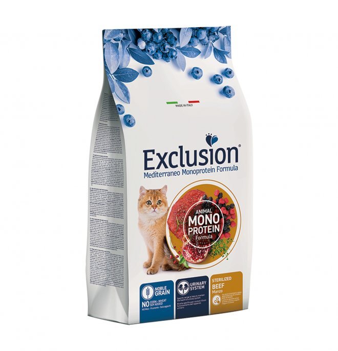 Exclusion - Exclusion Mediterraneo Cibo Per Gatti Sterilizzati Gusto Manzo 1,5Kg - Animalmania Store