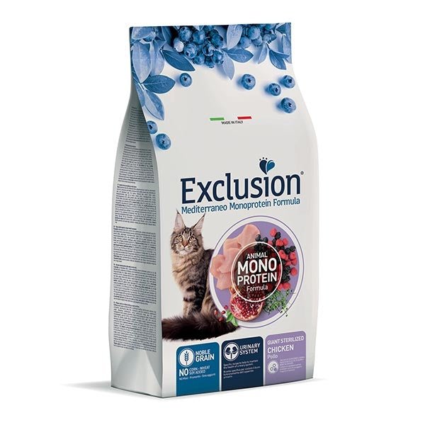 Exclusion - Exclusion Mediterraneo Cibo Per Gatti Sterilizzati Taglia Grande Gusto Pollo 1,5Kg - Animalmania Store