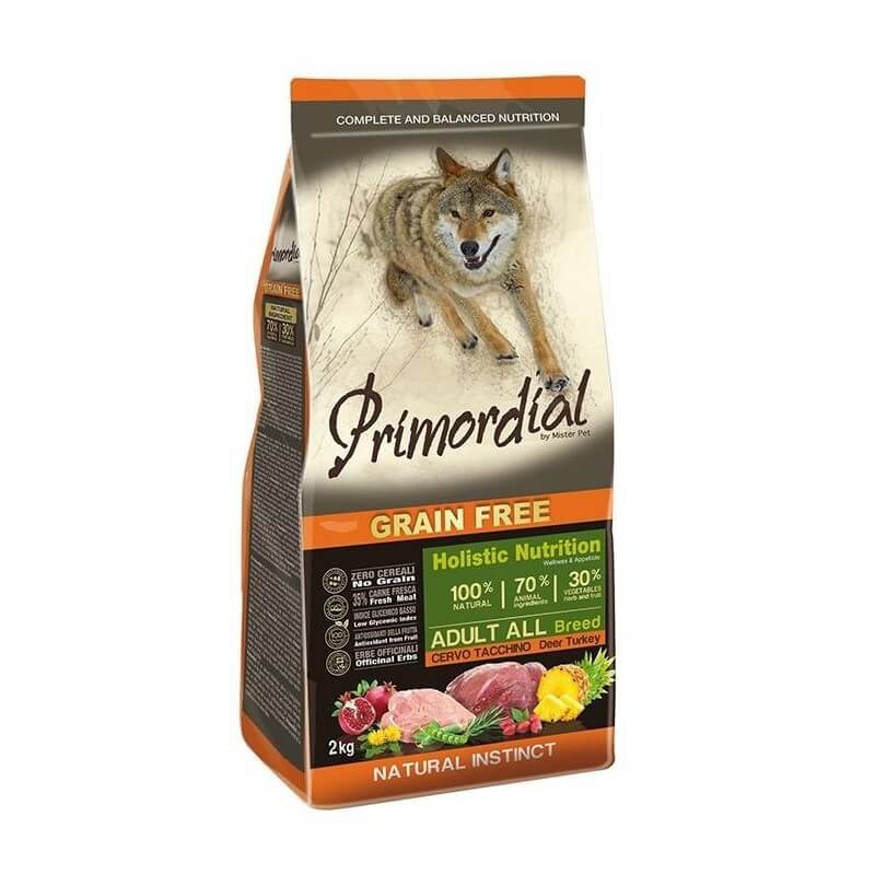 Primordial Grain Free Cibo Per Cani Gusto Cervo E Tacchino 2Kg